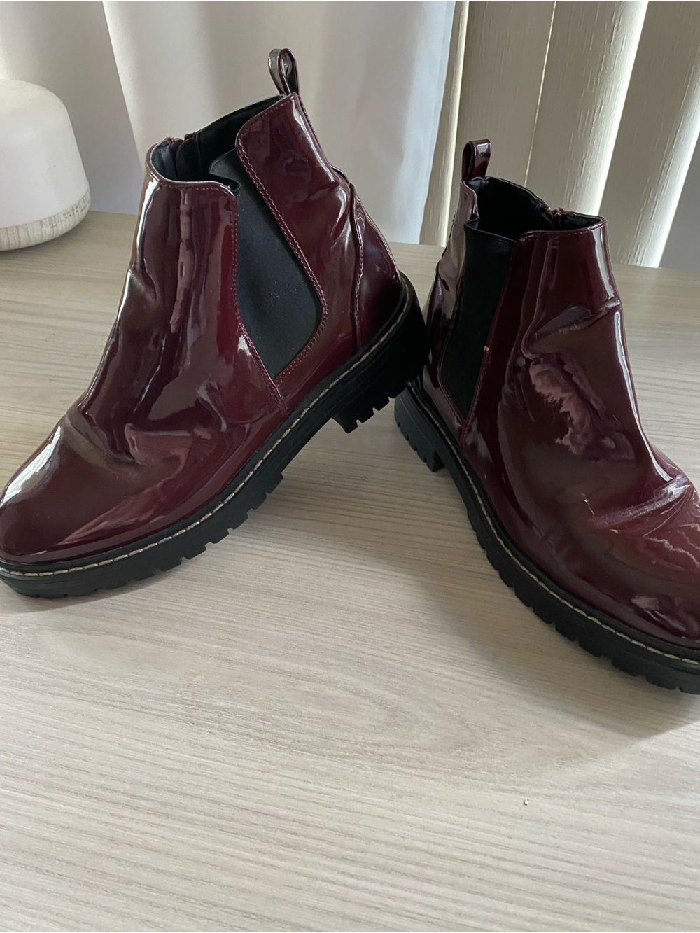 Women’s Boots Patent Leather chunky grunge 90’s lug sole Chelsea Boots